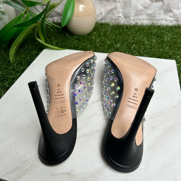 Schutz Greece Crystal Clear
Leather Mule Pumps Black/Transparente size 6.5 new - Picture 11 of 15